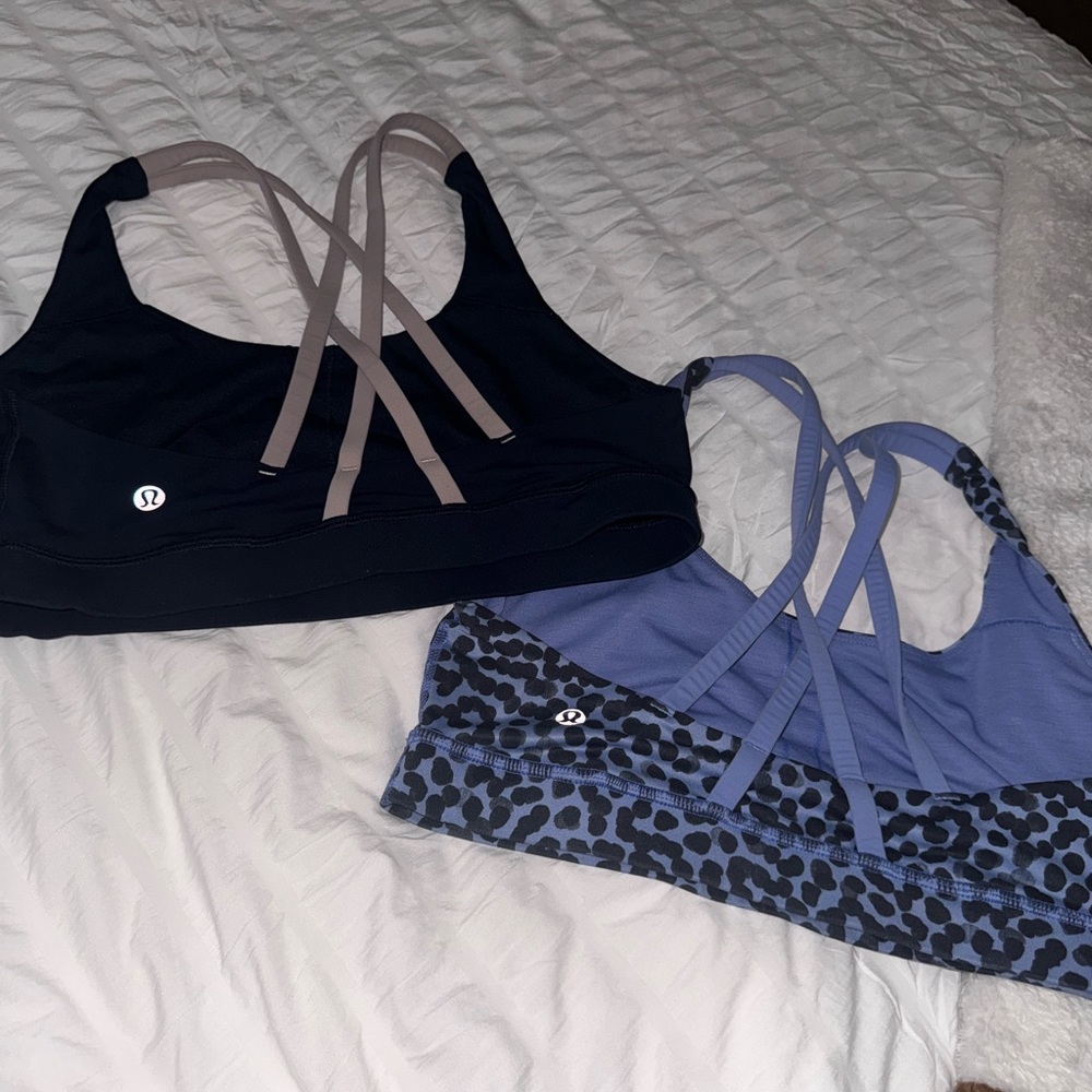 lululemon athletica Women's Strappy Sports Bra - Black and Purple size 8